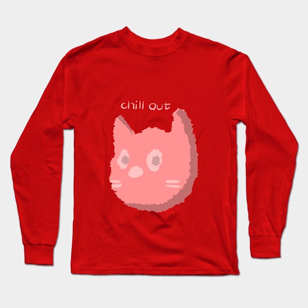 "chill out" Cat Long Sleeve T-Shirt by FadedFigments